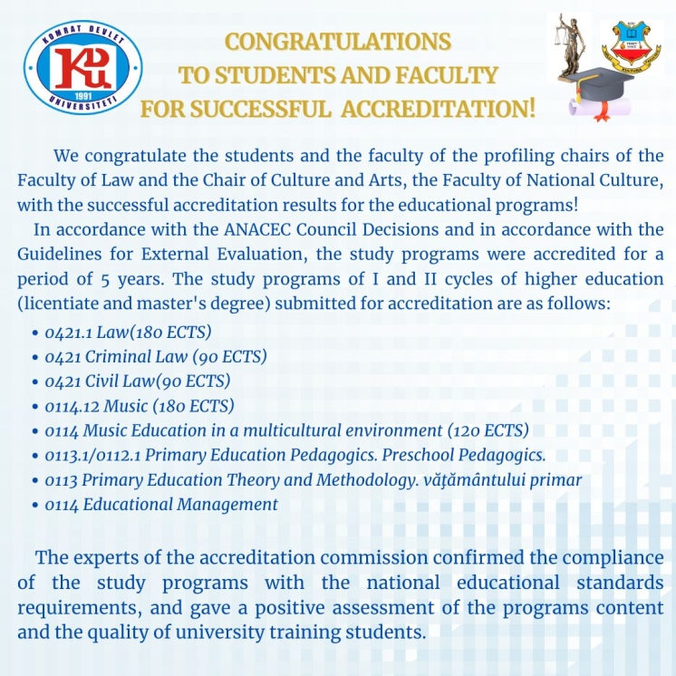 CONGRATULATIONS TO STUDENTS AND FACULTY FOR SUCCESSFUL ACCREDITATION!