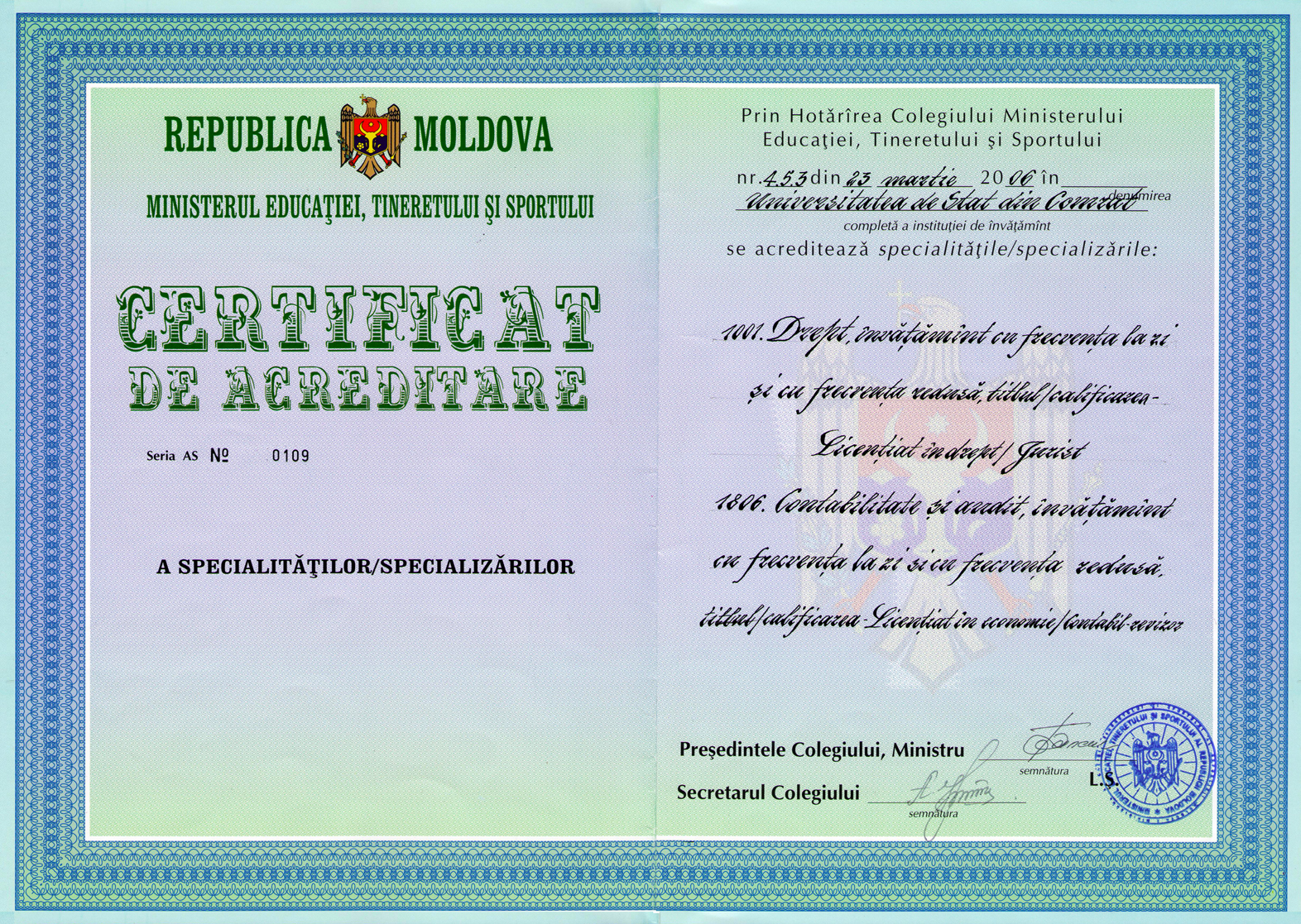 Certificat de Acreditare