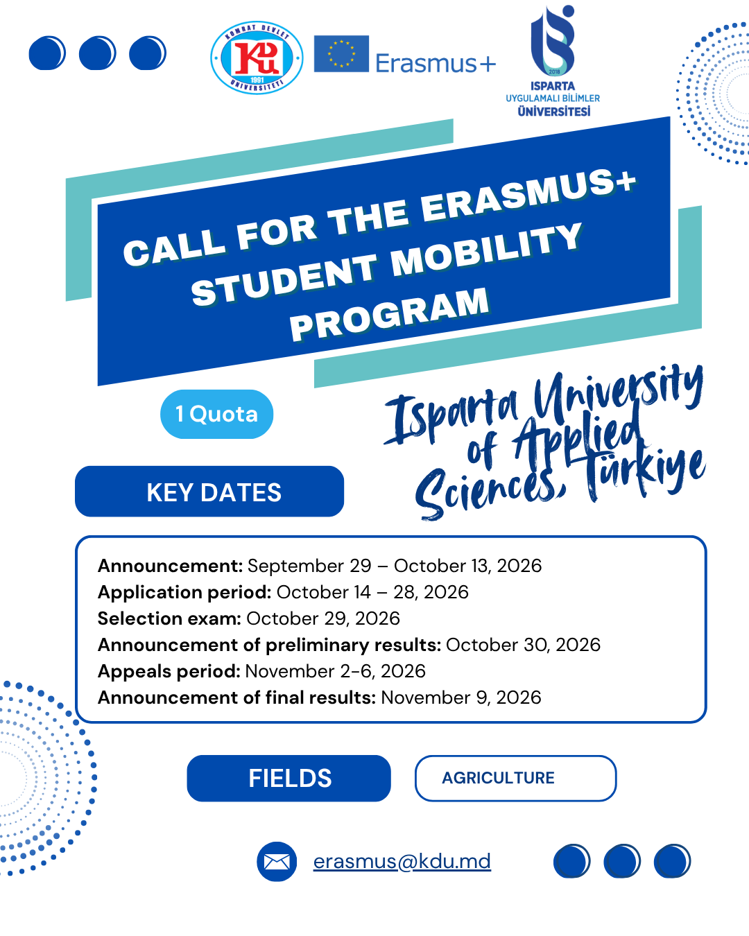 Erasmus+ Student Mobility – Isparta