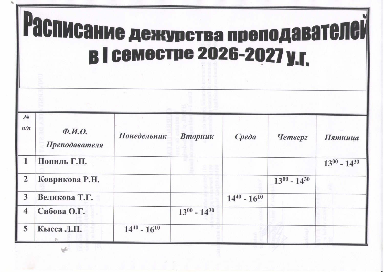 I семестр 2026–2027