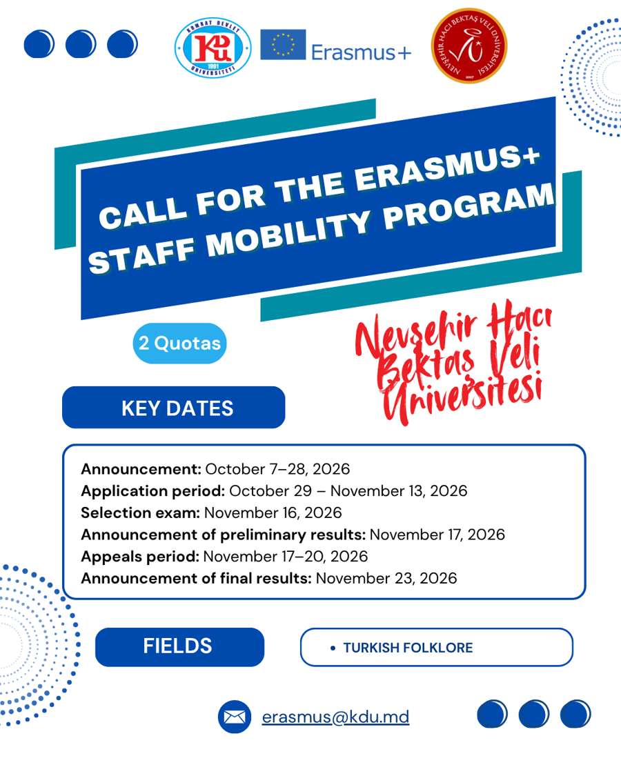 Nevşehir Hacı Bektaş Veli — Erasmus+ Staff Mobility for Training, 2 quotas