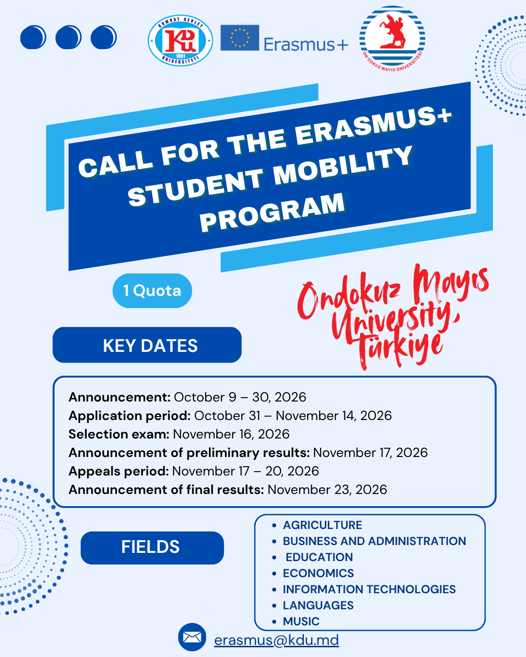 Erasmus+ Student Mobility — Ondokuz Mayıs University