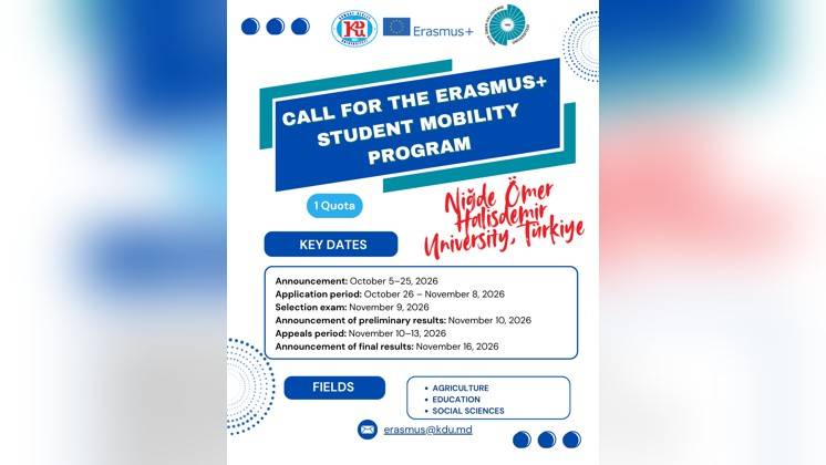 Aplicarea pentru participarea la programul Erasmus+ Student Mobility for Studies la Universitatea Niğde &Ouml;mer Halisdemir, Republica Turcia