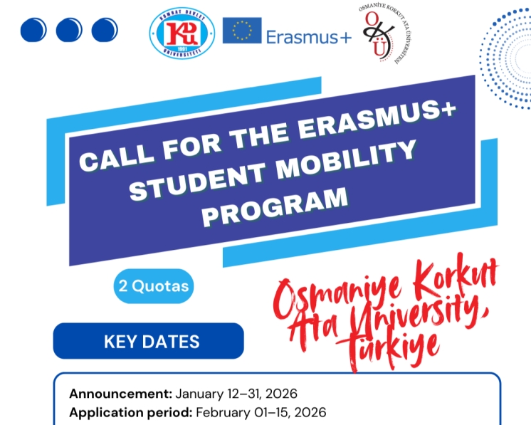 Приём заявок на участие в программе Erasmus+ Student Mobility в Университете Османие Коркут Ата, Республика Турция