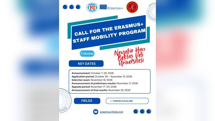 Call for Applications for the Erasmus+ Staff Mobility for Training Programme at Nevşehir Hacı Bektaş Veli University