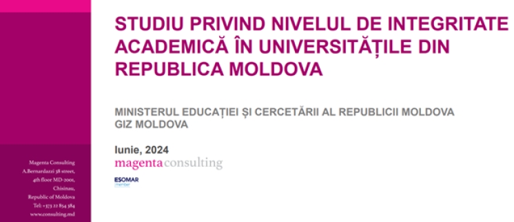 The study on the level of academic integrity, conducted for the first time in Moldovan universities, was presented by the Ministry of Education and Research of the Republic of Moldova