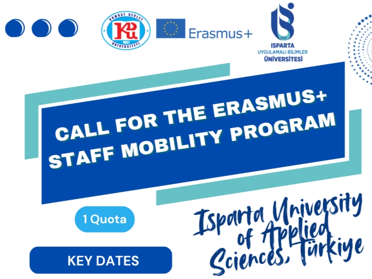 Call for Applications for Erasmus+ Staff Mobility for Training at Isparta University of Applied Sciences, T&uuml;rkiye