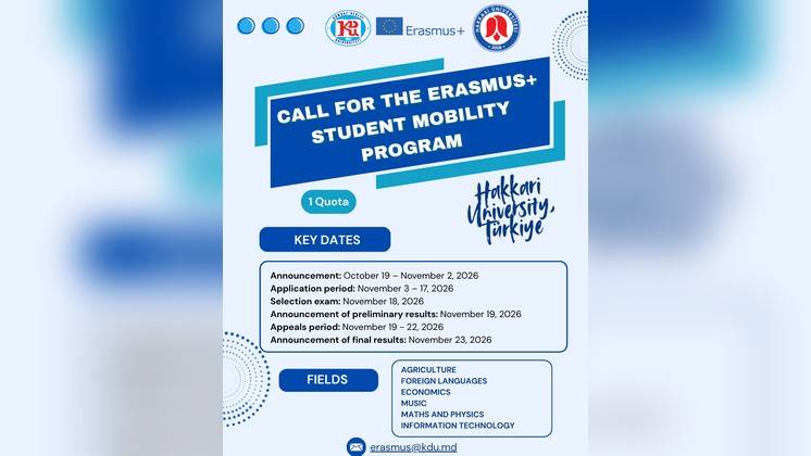 Aplicarea pentru participarea la programul Erasmus+ Student Mobility for Studies la Universitatea Hakkari, Turcia