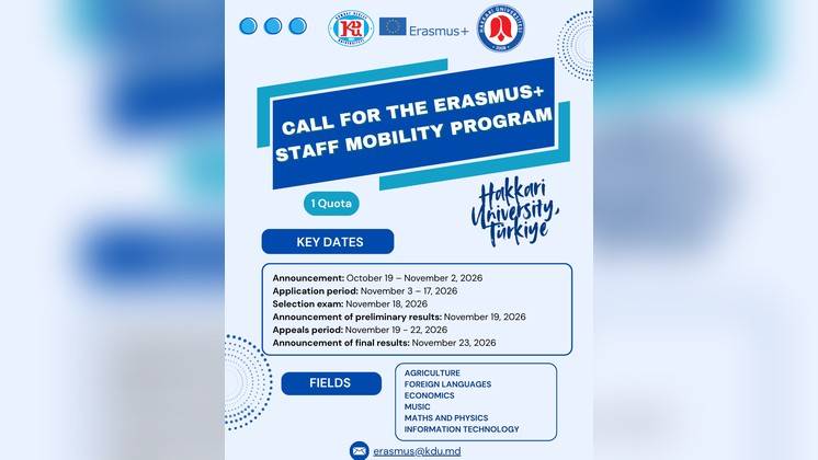 Aplicarea pentru participarea la programul Erasmus+ Staff Mobility for Training/Teaching la Universitatea Hakkari, Turcia