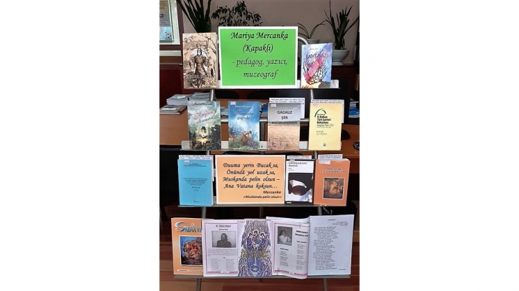 Книжная выставка &laquo;Mariya Mercanka (Kapaklı) - pedagog, yazıcı, muzeograf&raquo; была подготовлена сотрудниками библиотеки КГУ к семинару-встрече с гагаузской писательницей Марией Мержанкой, которая состоялась 17 марта 2021г
