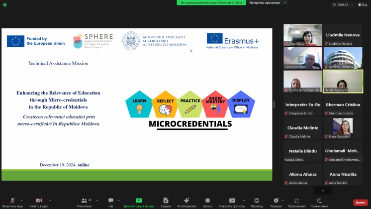 Participarea cadrelor didactice și a personalului Departamentului pentru Relații Internaționale al Universității de Stat din Comrat la seminarul online &bdquo;Creșterea relevanței educației prin micro-certificări &icirc;n Republica Moldova&rdquo;